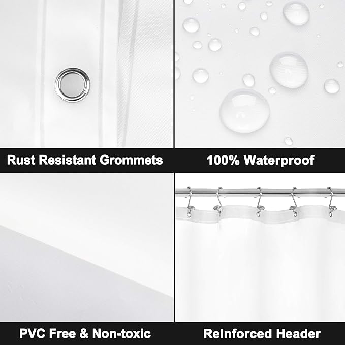 Barossa Design Frosted Stall Shower Curtain Liner with 3 Magnets 36 x 72 | 8G Heavy Duty PEVA, PVC Free, 7 Metal Grommets, Waterproof Plastic Shower Liner 36x72 inches for Small Bathroom Stall