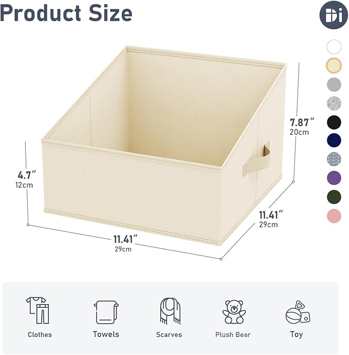 DIMJ Closet Storage Bins 8 Pack - Fabric Trapezoid Closet Organizer Bin, Foldable Storage Baskets for Shelves, Closet Shelf Organizer, Clothing Storage Box for Toys, Books, Towel, Clothes