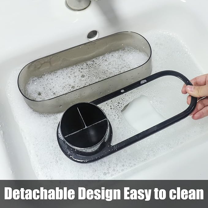 Ayswupt Black Toothbrush Holder for Bathroom,Detactable Bathroom Tray for Men,Electric Tooth Brushing Holder,Bathroom Countertop Organizer,Tooth Brush Toothpaste Caddy Storage,Vanity Sink Accessories