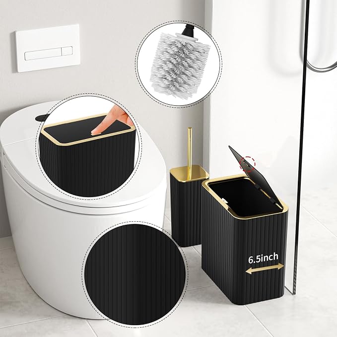 Bathroom Accessory Set - Bathroom Set, 27PC Bathroom Accessories Set, Black Bathroom Sets with Shower Curtain and Rugs, Mini Trash Can, Toilet Brush, Trash Can & Soap Dispenser