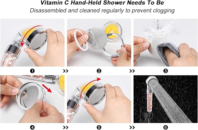 Filter Shower Head, High Pressure 8 Inch Rainfull with Filter Combo for Hard Water, Remove Chlorine Fluoride and Harmful Substances- 1 Replaceable Filter Cartridge (Square, Chrome)