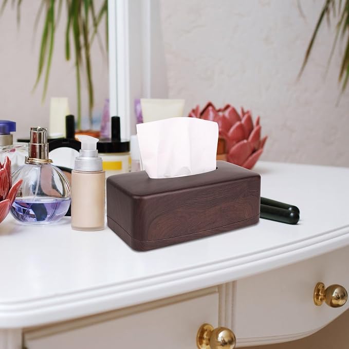 MOCHTERO Modern Tissue Box Cover,Tissue Holders,for Bathrooms,Bedroom,Dinner Table,Office,Rectangle (Peach Wood Color)