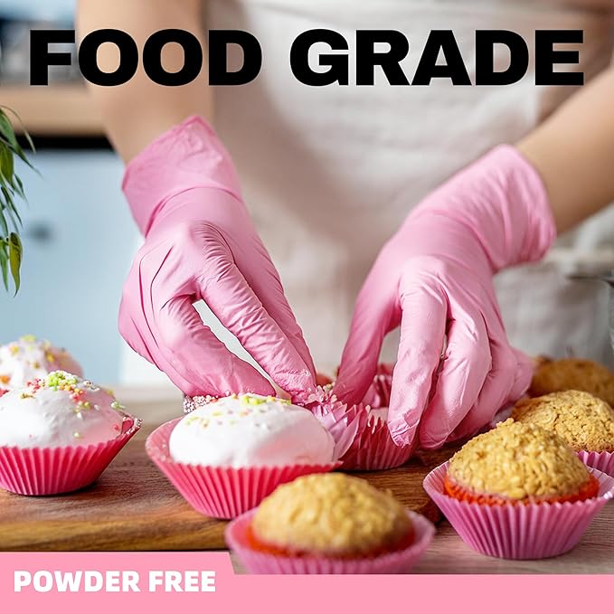 Medical Nitrile Exam Gloves Disposable Powder-Free, 4 Mil 100 Count | Super Soft •Powder-Free •Latex-Free •Examination •Cooking •Cleaning •Food Prep •Esthetician •100 Ct • Rose Quartz