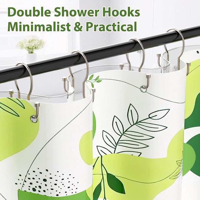 24 Pack Shower Curtain Hooks, Simple Shower Curtain Rings, Sturdy Shower Curtain Hangers, Double Hook Shower Curtain Hooks, Smooth Gliding Metal Shower Hooks for Shower Curtain, Nickel