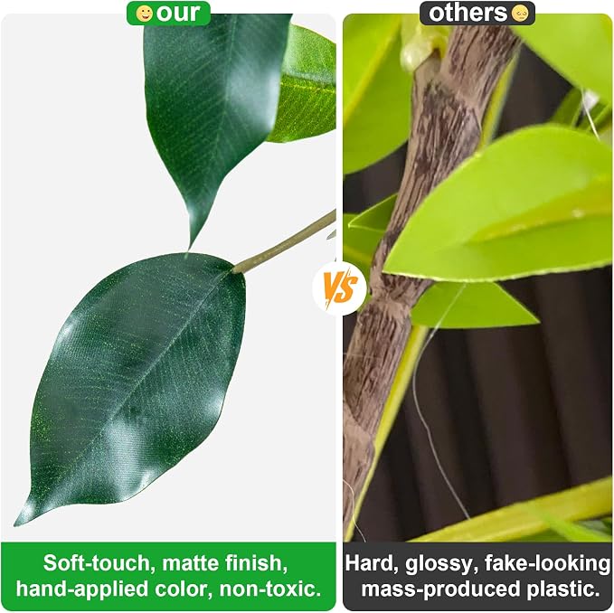 Bailikang 6FT Artificial Ficus Trees Indoor Faux Trees Indoor Fake Floor Plants Tall Artificial Tree with White Pot Faux Tree Fake Indoor Tree Silk Plants Artificial Trees for Home Decor Indoor