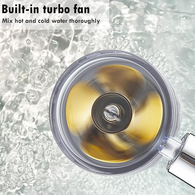 CWPW High Pressure Handheld Showerhead with filters,Vortex hydro jet Turbo | ON/OFF Switch,With Filters for Hard Water,Turbo Propeller,Reduces Dry Itchy Skin,Built-in Power Wash,360 Degrees Rotating