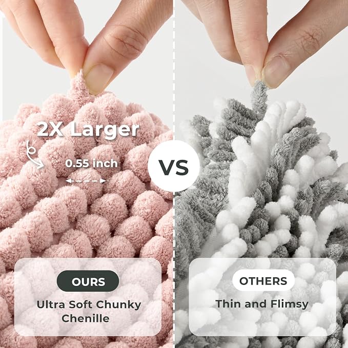 FRESHMINT Thick Chunky Chenille Bathroom Rug, Dusty Pink, 24"x36" | Non-Slip Backing, Water Absorbent Surface, Machine Washable Care, Cushioned Comfort, Bathroom Floor Use