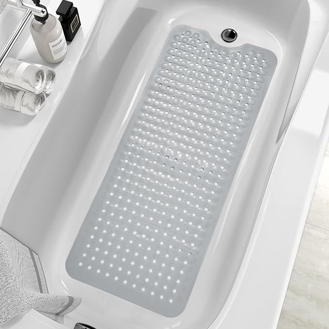 MOONFLY Shower and Bathtub Mat, 40x16 Inches, Grey