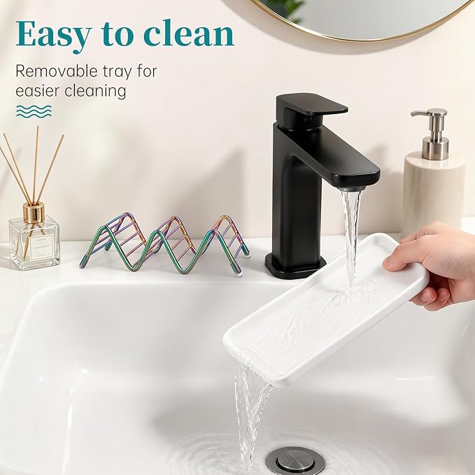 Stainless Steel Soap Dish Draining Soap Holder with Ceramic Tray, Colorful | Reversible Design Fits 2-3 Bars, Rustproof, Easy to Clean, Space Saving, Non Slip, for Bathroom, Shower, Kitchen