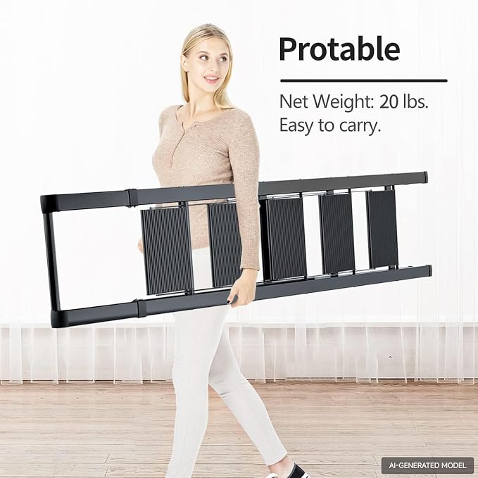 5 Step Ladder, Folding Step Stool, Lightweight Stepladder, Black | Reach 10ft;Anti-Slip 7.9'' Wide Pedal;Portable Handrail;Space-Saving;For Kitchen, Home, Library, Office Use;300lbs Capacity