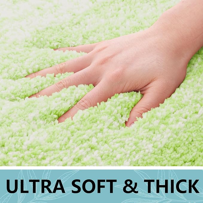 Arotive Microfiber Bathroom Rugs, Shaggy Soft Absorbent Bath Rug, 30x20 | LightGreen, Rubber Backing Thick Plush Machine Washable Dry Bath Mats for Bathroom, Tub and Shower, Rectangular