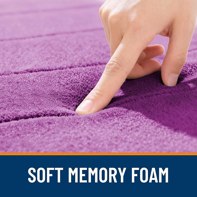 OLANLY Memory Foam Toilet Rugs U Shaped 24x20, Super Soft and Absorbent | Purple, Quick Dry Commode Contour Bath Rugs, Machine Washable Toilet Mat, Comfortable Bathmat Carpet for Bathroom Floor