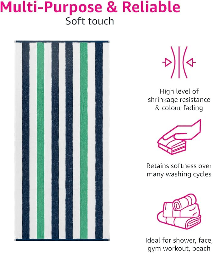 CASA COPENHAGEN Monaco Beach Towels Designed in Denmark Rough and Tough, Quick Dry, for Pool, Bath & Shower 30x60 inches 4 Pieces Cotton Beach Bath Towels Set - Teal Blue