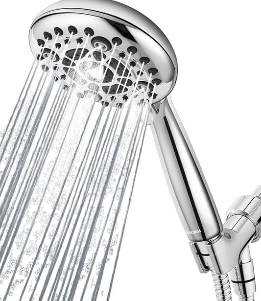 6 Spray Modes High Pressure Handheld Showerhead Set Upgraded | 5 Inches Shower Head with Handheld Spray Premium Chrome Handheld Shower Head 60 Inches Stainless Steel Hose-1-Min Install