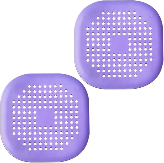2 Pieces Shower Drain Hair Catcher Bathtub Stopper Home Drain Protectors Drain Cover with Sucker Water Trap Sink Cover for Bathroom Bathtub and Kitchen (Purple, Purple)