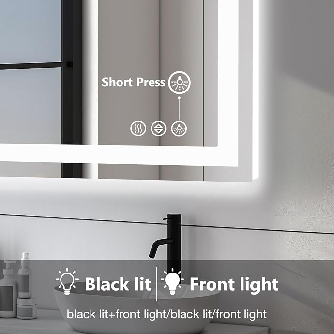 NEWBULIG Bathroom Mirror, Wall Mirror with Aluminum Alloy Thin Frame, Bathroom Mirrors for Over Sink, Bedroom, Living Room, Entryway