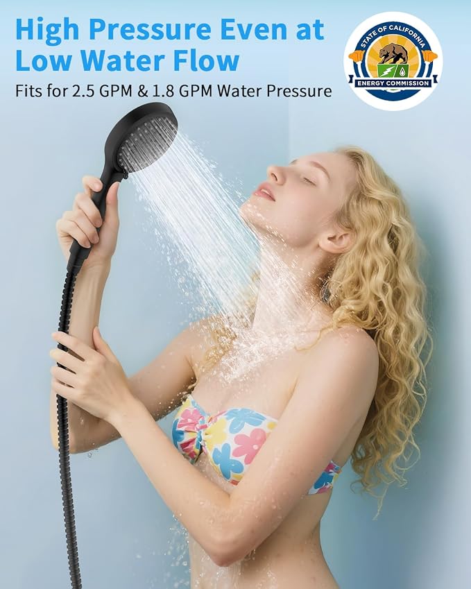 Shower Head with Handheld, High Pressure Showerhead with Hose Black | 80" Extra Long Stainless Steel Hose & Adjustable Bracket, Shower Heads with ON/OFF Switch for Pets Bath