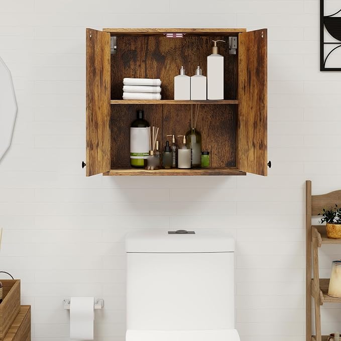 YOURLITE Laundry Cabinet, Medicine Cabinet, Bathroom Kitchen Storage Wall Mounted Farmhouse Organizer with Shelves Over Toilet, One Set of 2 Pieces X 24"