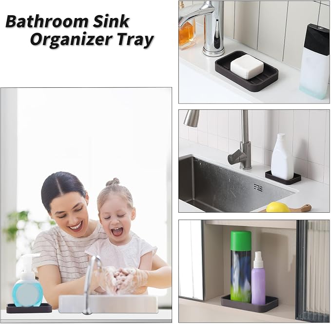 MicoYang Silicone Kitchen Sink Organizer Tray for Multiple Usage,Easy Clean Sponges Holder for Kitchen Bathroom Counter or Sink,Dish Soap Dispenser,Scrubber,Bottle,Cup Coffee 4.9”x 3.2”