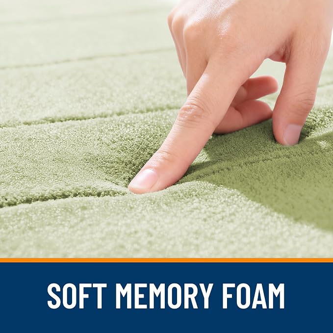 OLANLY Memory Foam Large Bath Mat 40x24, Super Soft Absorbent Bathroom Rugs | Vanilla, Quick Dry Bath Rug, Machine Washable Shower Floor Mats, Bathmat Carpet for Bathroom Floor, Tub and Shower