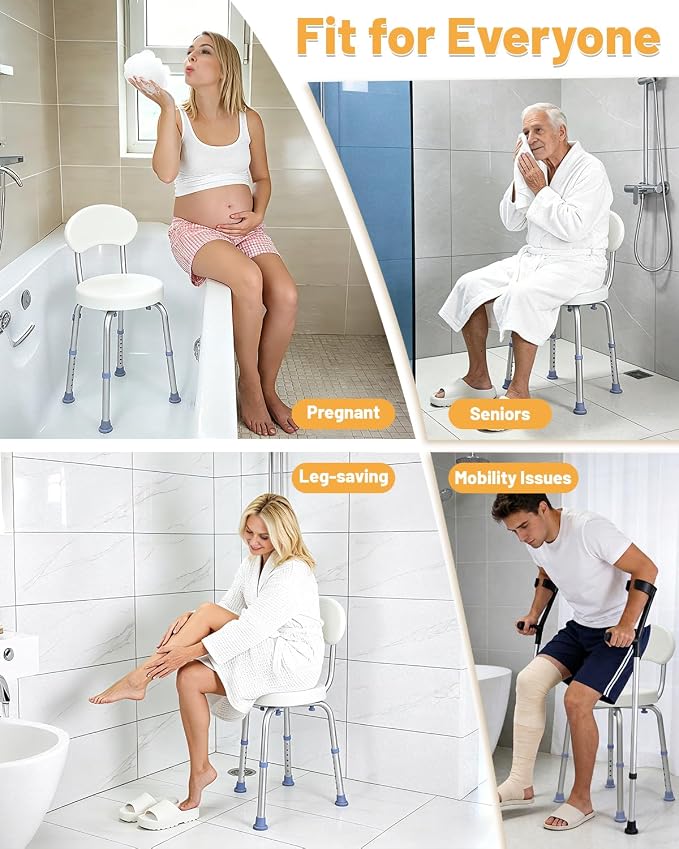 HSA/FSA Swivel Shower Chair for Inside Shower, Upgraded Small Shower Chair with Back, Adjustable Shower Stool for Inside Shower, Shower Chair for Inside tub Bath Stool for Senior/Pregnant