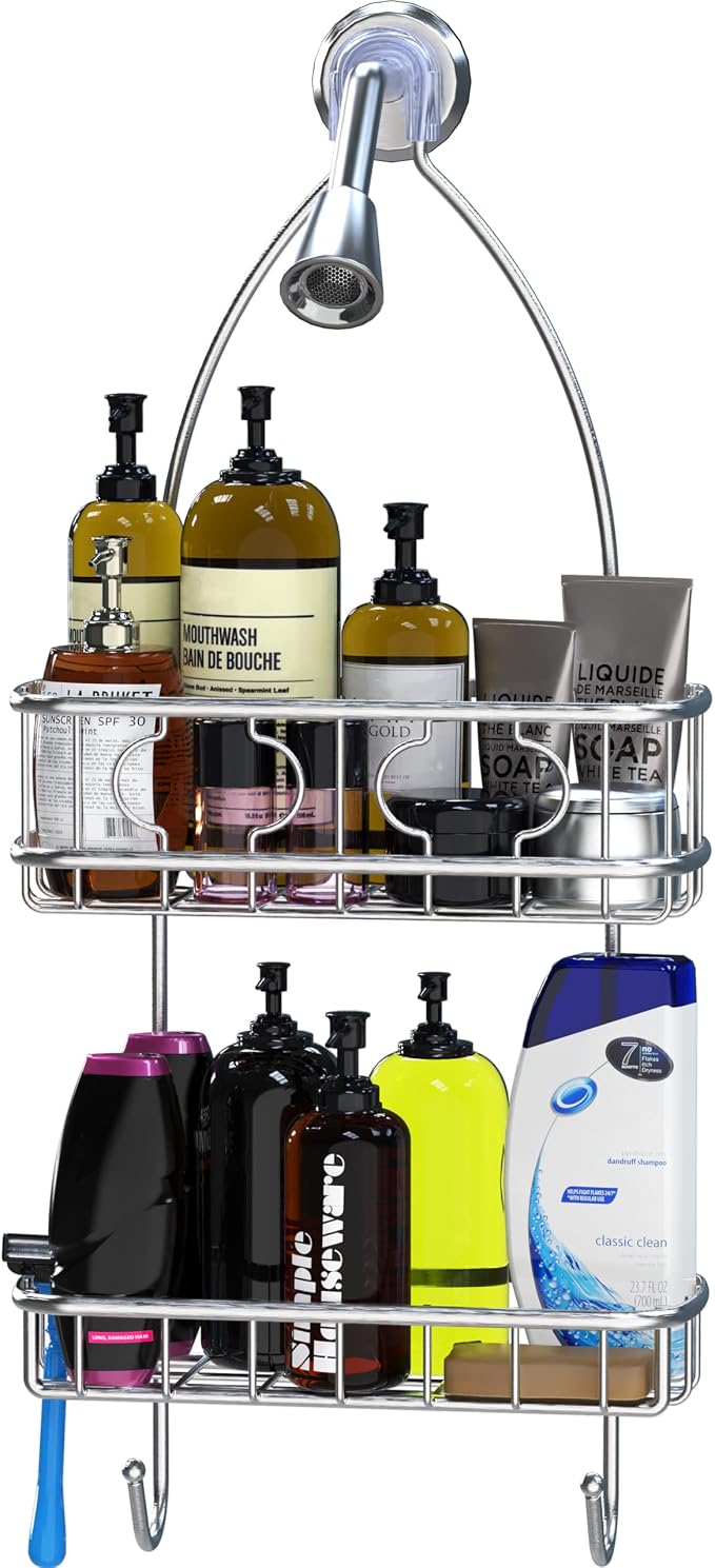 Simple Houseware Stainless Steel Hanging Shower Head Caddy Organizer | (24 x 10.2 x 4.25 inches)