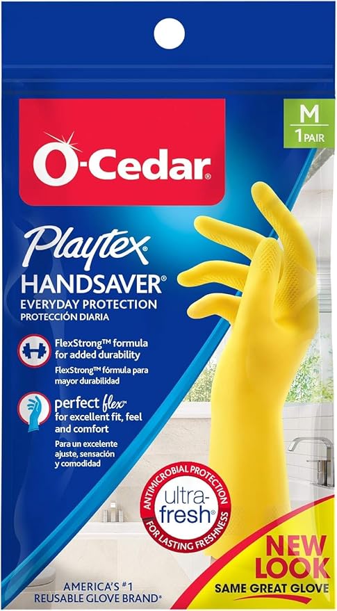 Playtex HandSaver Reuseable Rubber Cleaning Gloves (Medium, 2 Pairs), Everyday Protection Reusable Household Gloves