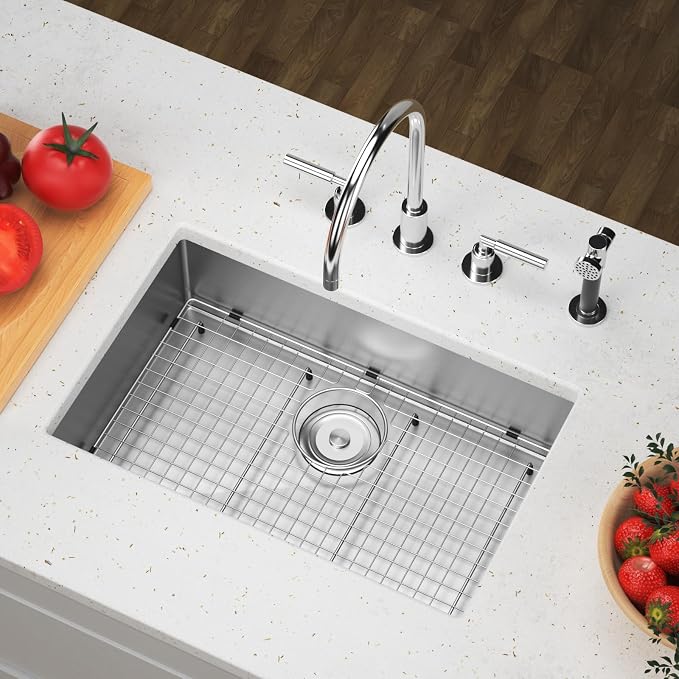 Sink Bottom Grid 23" X 14-1/2", Rear Drain with Corner Radius 3/8", Sink Protector for Single Bowl Sink