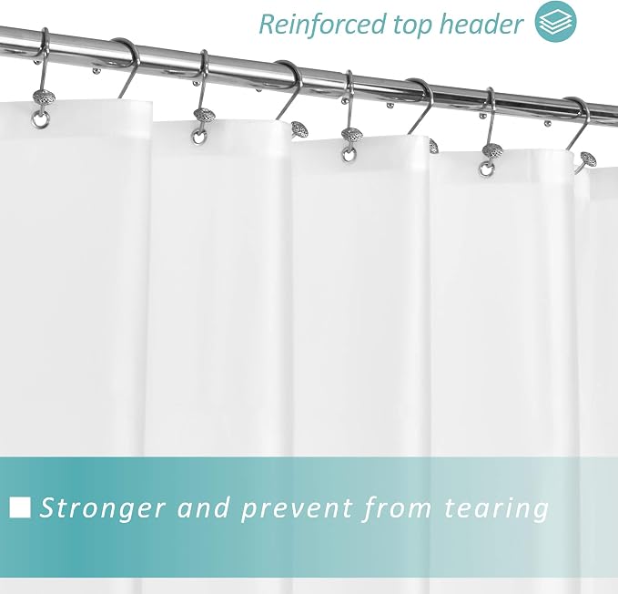 72x96 X-Long Frosted Shower Curtain Liner with Magnets, Extra Long PEVA Plastic Shower Curtain for Bathroom, 72 x 96, Frost