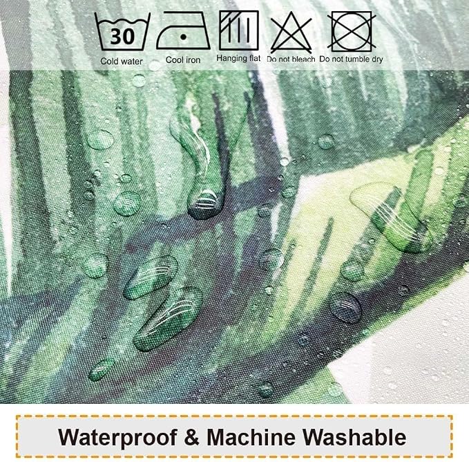 Baccessor Tropical Green Plant Shower Curtain Waterproof Washable Fabric Summer Bathroom Decor Botanical Banana Monstera Leaf Palm Tree Shower Curtain with Hooks 72 W x72 H Inch