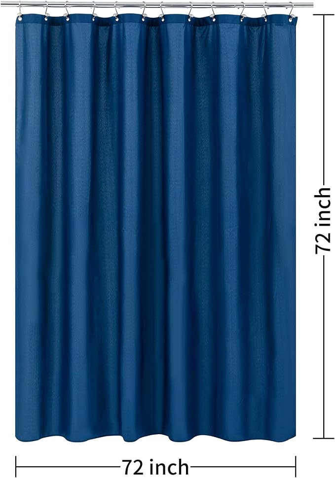 ALYVIA SPRING Waterproof Fabric Shower Curtain or Liner Navy Blue, 72x72 | 3 Magnets, Soft Cloth & Hotel Quality, Machine Washable, Light-Weight, Standard Size