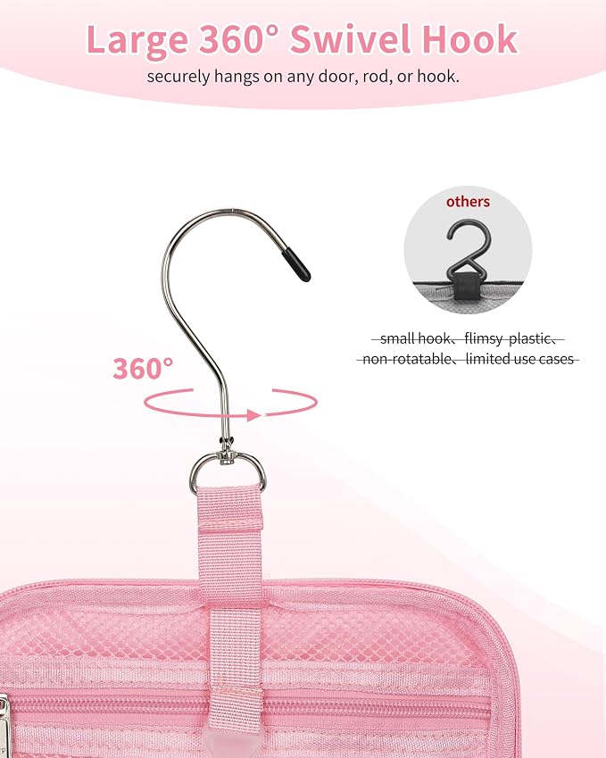 CUBETASTIC Mesh Shower Caddy Bag Portable - Large Capacity Shower Bag with Waterproof Phone Pocket & Sturdy Hook, Dorm Shower Caddy for Travel, Gym, College Essentials for Women & Men (Pink, M)