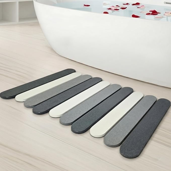 Foldable Stone Bath Mat for Bathroom - Quick Drying | Foldable earth bath mat, stone shower mat and kitchen drying mat. Dries in seconds, non slip, folds flat.