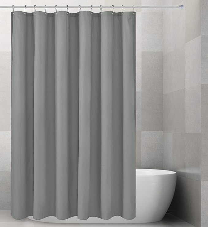 Barossa Design Soft Microfiber Fabric Shower Liner or Curtain Dark Grey | Hotel Quality, Machine Washable, Water Repellent 70W x 72H Lightweight Cloth Shower Curtain for Bathroom/Tub