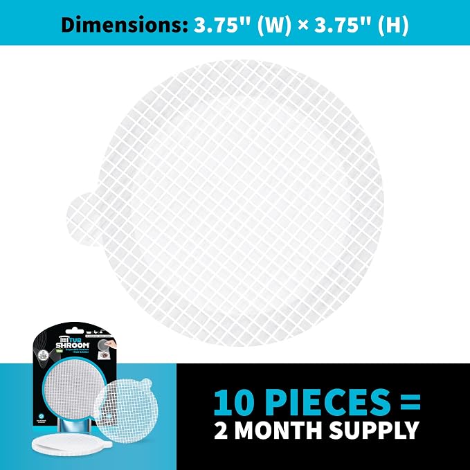 TubShroom 10 Pack Disposable Drain Cover - Hair Catcher Mesh Sticker Strainers for Shower Bathtub and Bathroom - Hair Catcher Sticker Drain Protector - 2 Month Supply