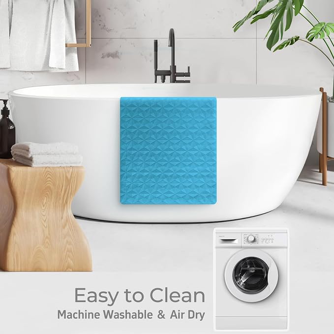 Non Slip Bathtub Mat for Bath Tub Shower - 241 Vacuum Suction Cups | 100% Natural Rubber - Unique Diamond Texture - Soft & Safe for Fatigue Relief - Machine Washable - 16 × 28 Inch