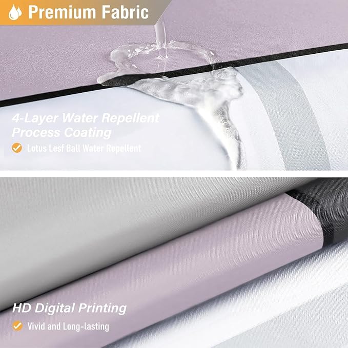 72x84 Tall Modern Geometric Waterproof Fabric Shower Curtain, Lavender | Long Size, Premium Polyester, Weighted Hem, 12 Plastic Hook, Vibrant Color, Wrinkle-resistant, Quick-Dry, Machine Washable