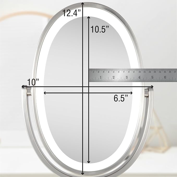 Zadro Newport 10" by 18" Oval LED Lighted Makeup Mirror with Magnification 5X/1X Touch Control Makeup Mirror with Lights