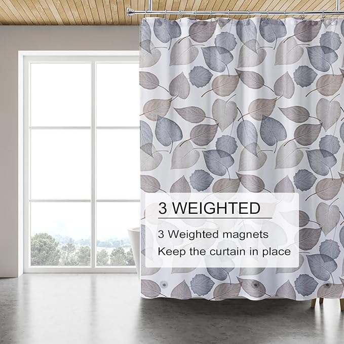 TIKABC Shower Curtain Liner, 4G PEVA Shower Liner, Plastic Waterproof Shower Curtains, 72x72 inch with Grommet Holes 3 Magnetic Weights
