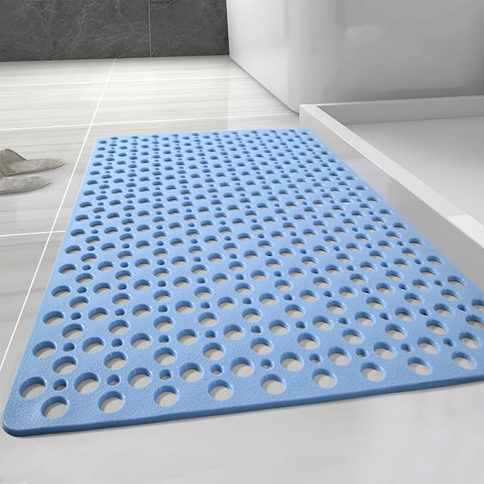 Casa and Beyond Shower Mat, Secure Shower Mats Easy to Clean, Showers Mat with Suction Cup, Washable Non-Slip Bathtub Mats for Inside Showers (Blue,34.6 * 15.7 in)