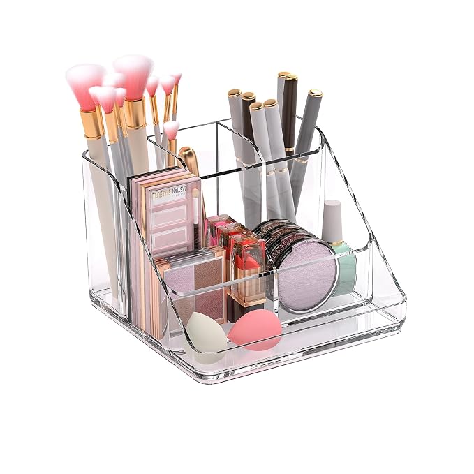 APLOP Makeup Organizer Tray, 6-Compartment Vanity Makeup Organizer for Jewelry, Hair Accessories, Bathroom Counter or Dresser