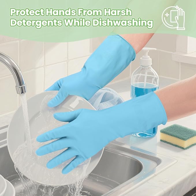Jsocoah Cleaning Gloves for Dishwashing, 4/5 Pairs Reusable Kitchen Gloves for Wash, Household Cleaning Glove for Dishes Pet