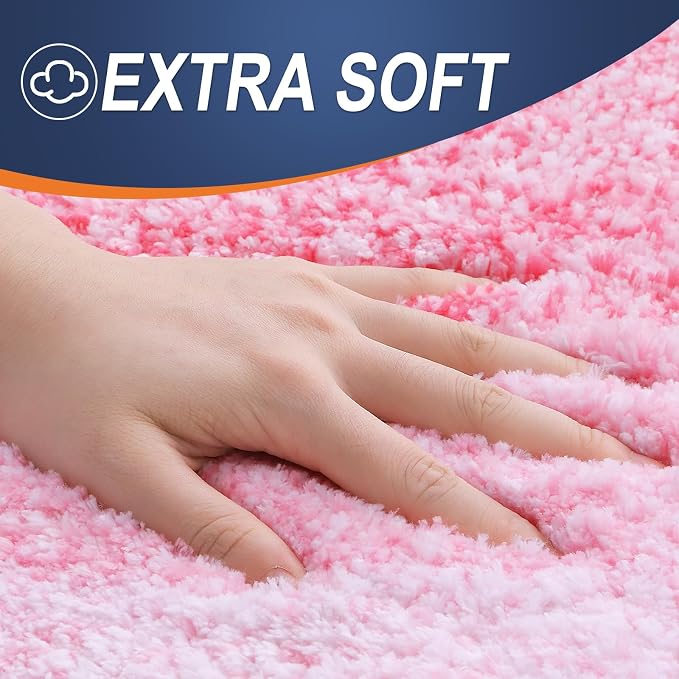 OLANLY Bathroom Runner Rug 59x24, Extra Soft Absorbent Microfiber Bath Rugs | Pink, Non-Slip Quick-Drying Rubber Backing, Machine Washable Long Bath Mat for Floor, Tub and Shower, Home Decor Accessories