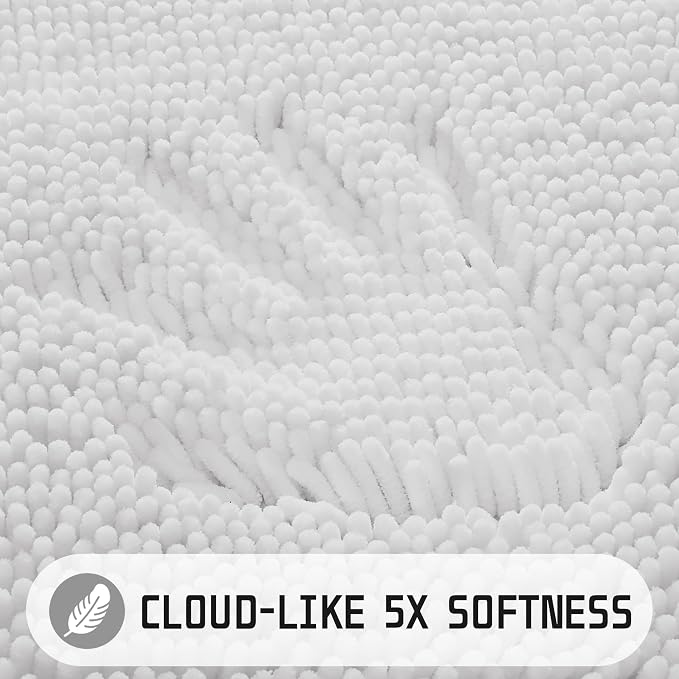 Yimobra Large Bathroom Rugs 36"x24", Non Slip Bath Mat for Tub, Shaggy Rug Floor Carpet, Extra Soft Super Absorbent Quick Dry, Machine Washable,White
