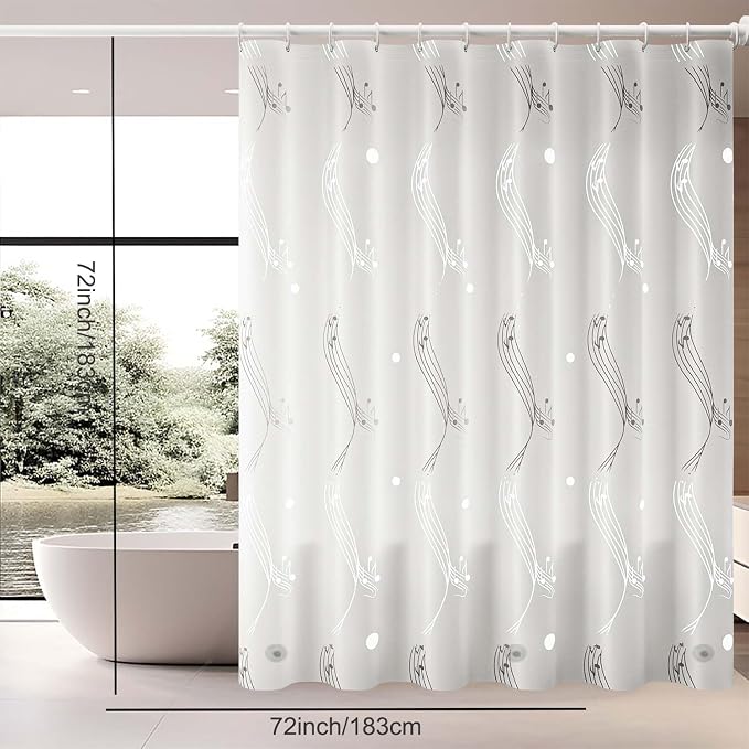TIKABC Shower Curtain Liner, 4G PEVA Shower Liner, Plastic Waterproof Shower Curtains, 72x72 inch with Grommet Holes 3 Magnetic Weights