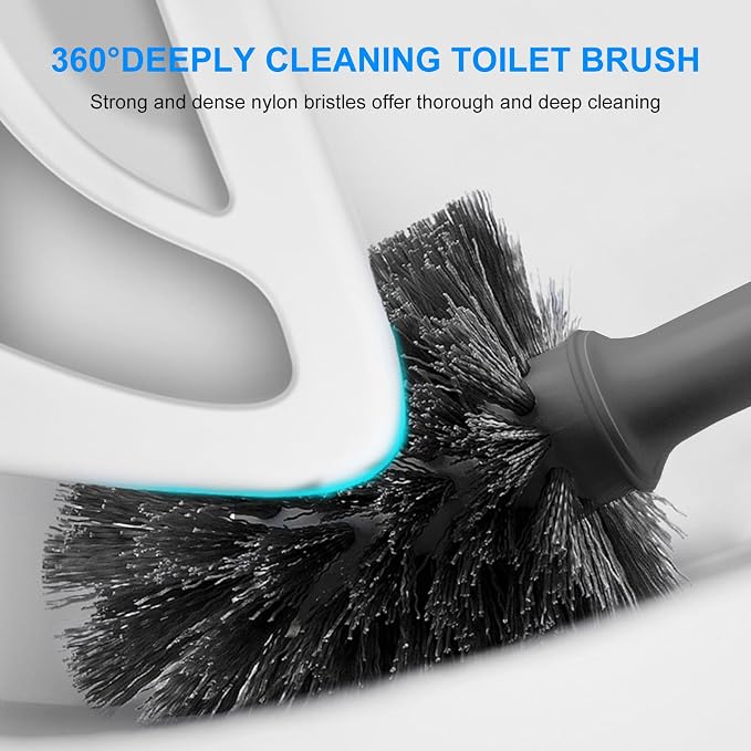 SetSail Toilet Brush and Plunger Set, Semi-Hidden Toilet Plungers, Gray | Heavy Duty Toilet Bowl Brush and Holder for Bathroom Toilet Plunger and Brush Set for Deeply Cleaning