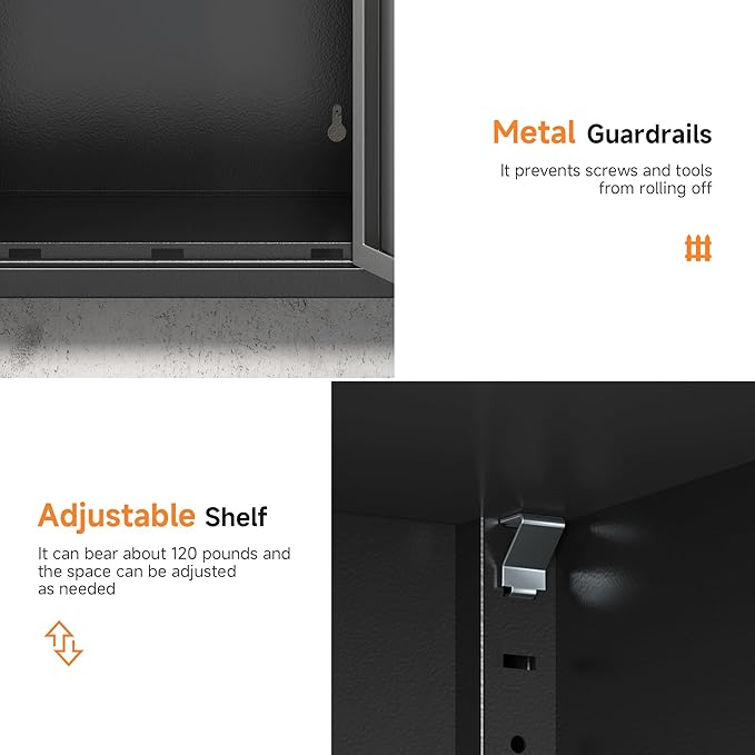 Coolsun 26" H Garage Wall Cabinet with Lockable Doors and Adjustable Shelf | Metal Wall Cabinet for Garage Assembly Required (26" H Black)