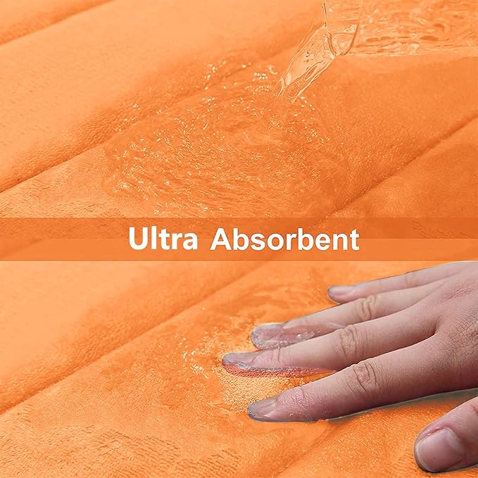 Buganda Memory Foam U-Shaped Toilet Rugs 24 x 20, Absorbent Bathroom mat | Orange, Thick Soft Machine Washable toilet mat for bathroom, Contour Bath Rugs Mat for Toilet Base