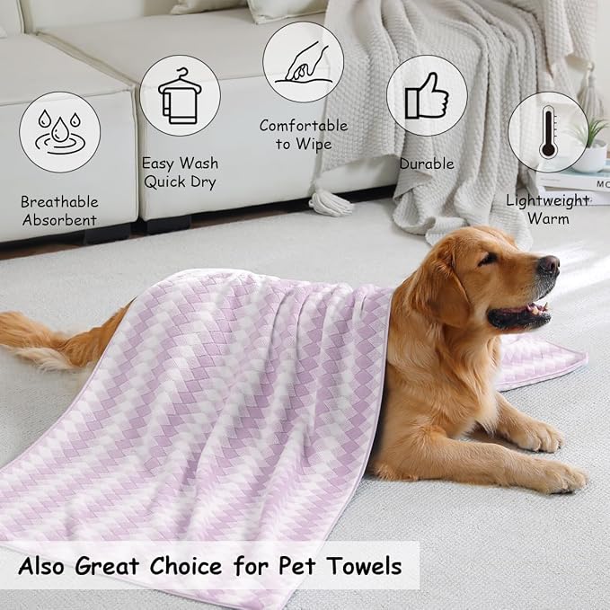 12 Pcs Light Purple Diamond Towel Set-4 Bath Towels,4 Hand Towels,4 Washcloths Soft Polyester Bath Towel with Loop Absorbent Shower Towel Quick Dry Family Towels for Bathroom Spa Gym