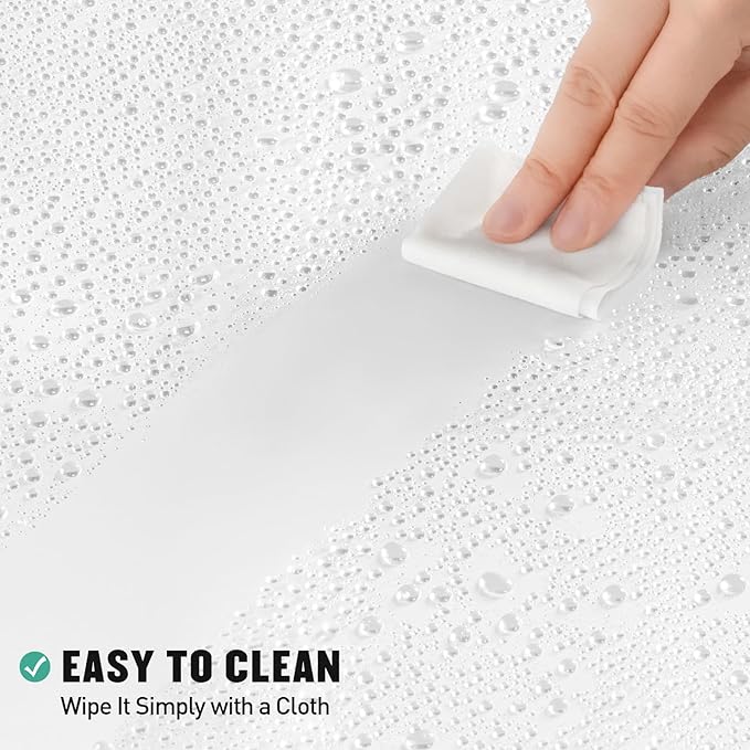 MitoVilla PEVA Shower Liner, Simple Plastic White Shower Curtains Liner for Modern Neutral Hotel Bathroom Decor, PEVA Heavy Duty Waterproof Bathroom Shower Liner